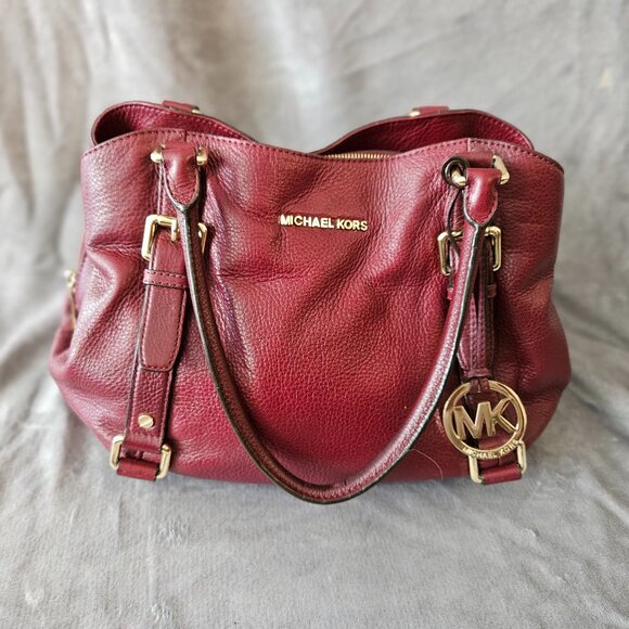 Michael Kors Pebble Leather Satchel Cherry Red - Picture 3 of 10
